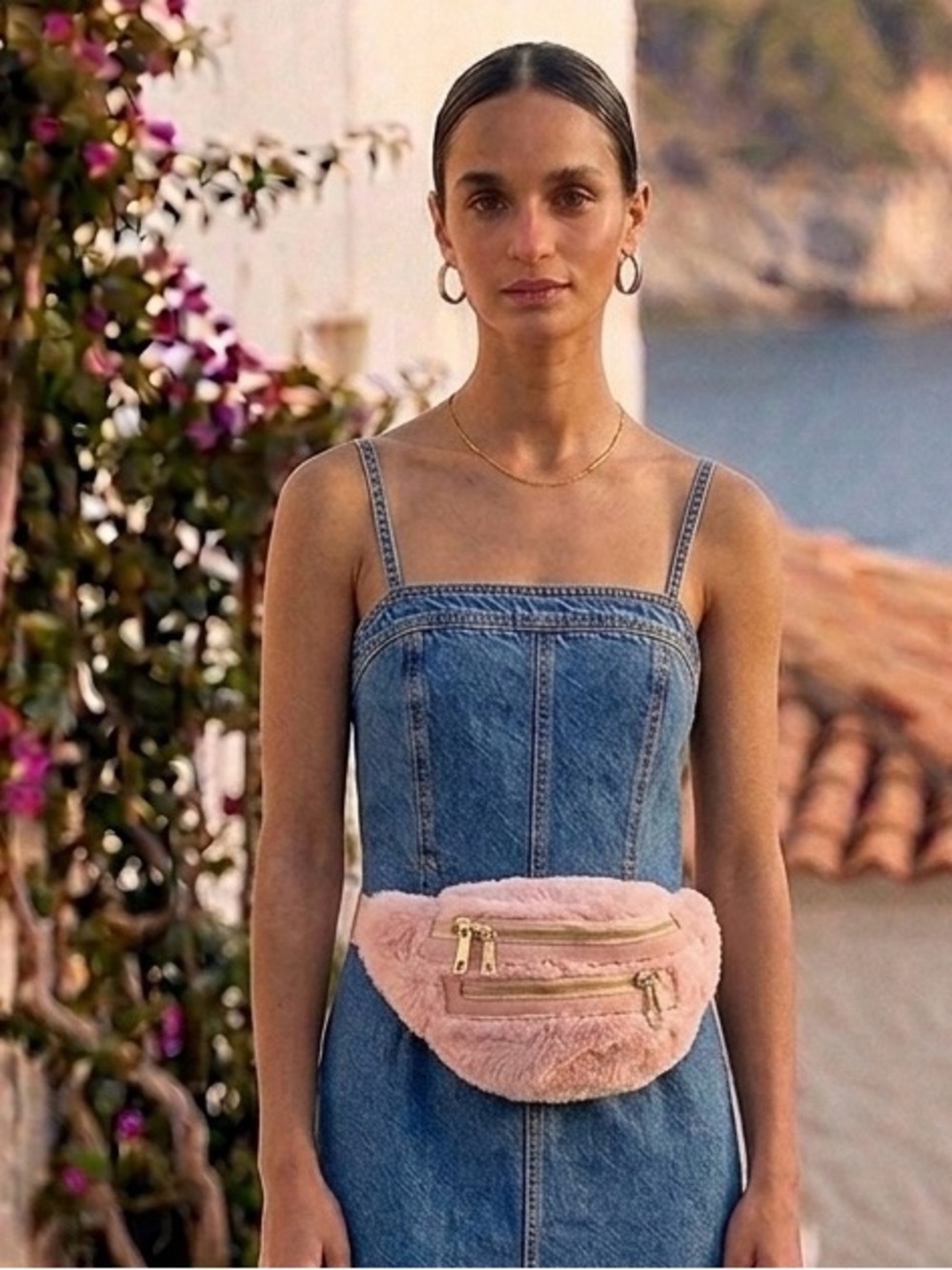NWOT Olivia Miller Pink Faux Fur Belt  Bag